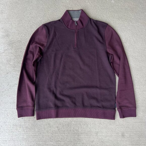 Ted Baker London Men’s 1/4 Zip Pullover Sweater Maroon Size 4 (L) - Picture 1 of 5